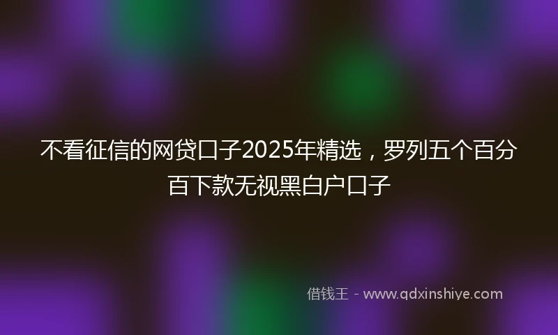 不看征信的网贷口子2025年精选，罗列五个百分百下款无视黑白户口子