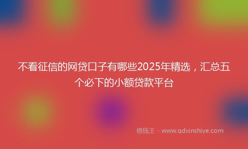 不看征信的网贷口子有哪些2025年精选，汇总五个必下的小额贷款平台