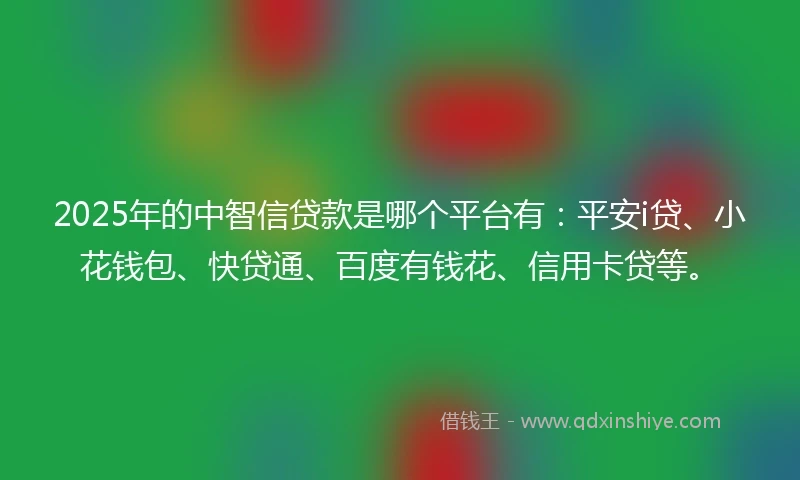 2025年的中智信贷款是哪个平台有：平安i贷、小花钱包、快贷通、百度有钱花、信用卡贷等。
