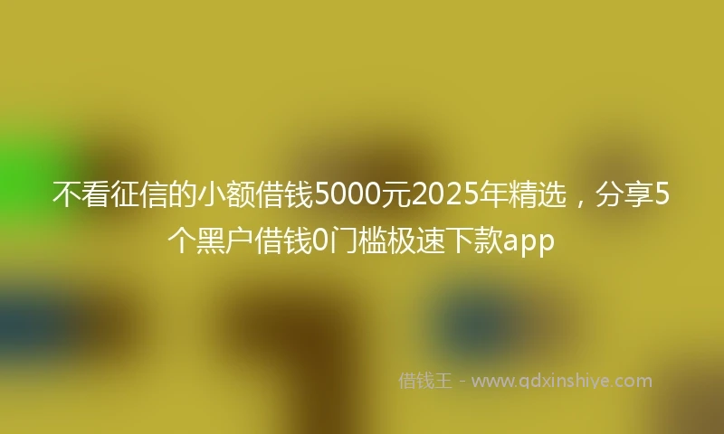 不看征信的小额借钱5000元2025年精选，分享5个黑户借钱0门槛极速下款app