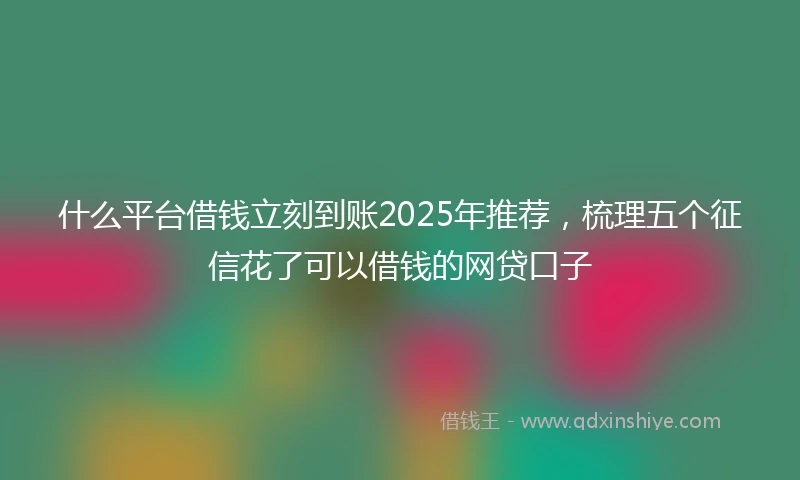 什么平台借钱立刻到账2025年推荐，梳理五个征信花了可以借钱的网贷口子