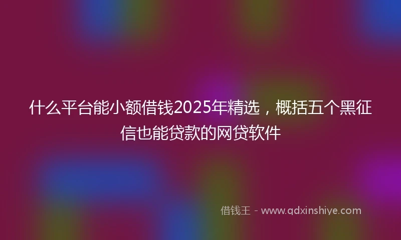 什么平台能小额借钱2025年精选，概括五个黑征信也能贷款的网贷软件