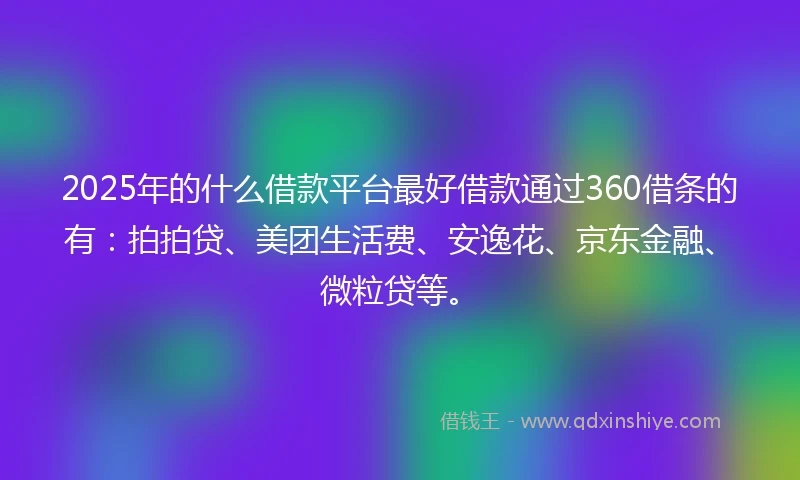 2025年的什么借款平台最好借款通过360借条的有：拍拍贷、美团生活费、安逸花、京东金融、微粒贷等。