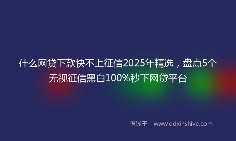 什么网贷下款快不上征信2025年精选，盘点5个无视征信黑白100%秒下网贷平台