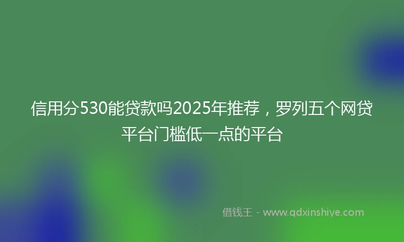 信用分530能贷款吗2025年推荐，罗列五个网贷平台门槛低一点的平台