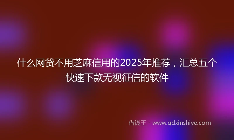 什么网贷不用芝麻信用的2025年推荐，汇总五个快速下款无视征信的软件