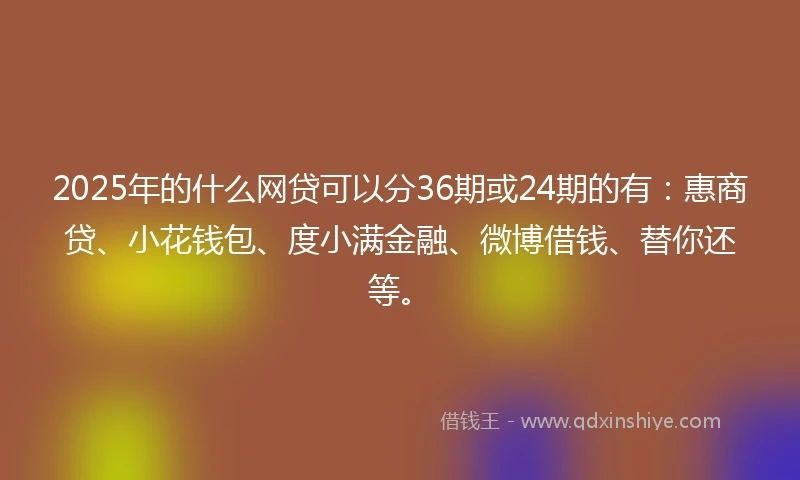 2025年的什么网贷可以分36期或24期的有：惠商贷、小花钱包、度小满金融、微博借钱、替你还等。