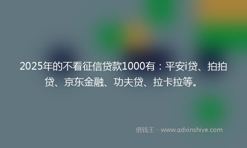 2025年的不看征信贷款1000有：平安i贷、拍拍贷、京东金融、功夫贷、拉卡拉等。