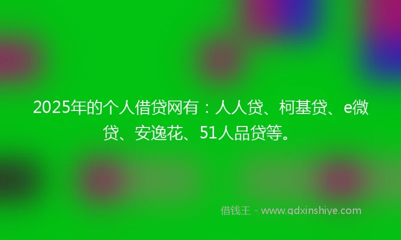 2025年的个人借贷网有:人人贷、柯基贷、e微贷、安逸花、51人品贷等。