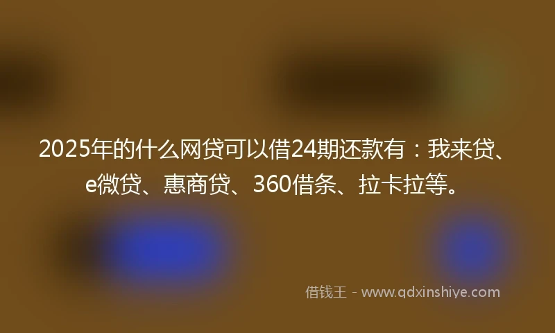 2025年的什么网贷可以借24期还款有：我来贷、e微贷、惠商贷、360借条、拉卡拉等。