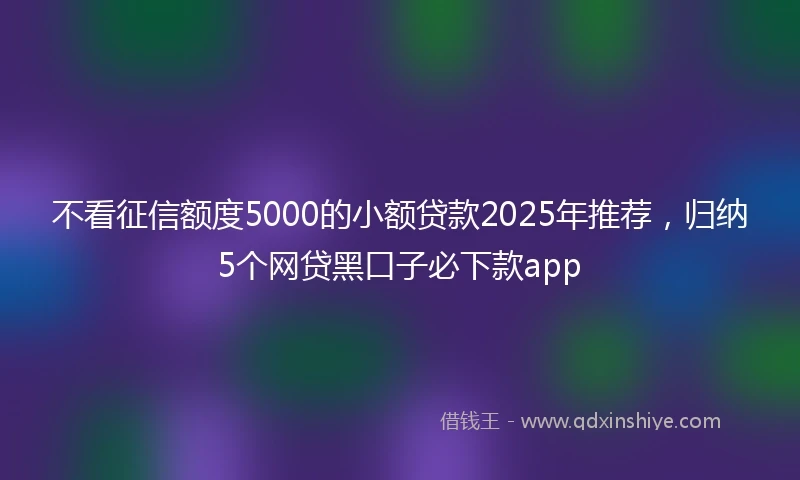 不看征信额度5000的小额贷款2025年推荐,归纳5个网贷黑口子必下款app