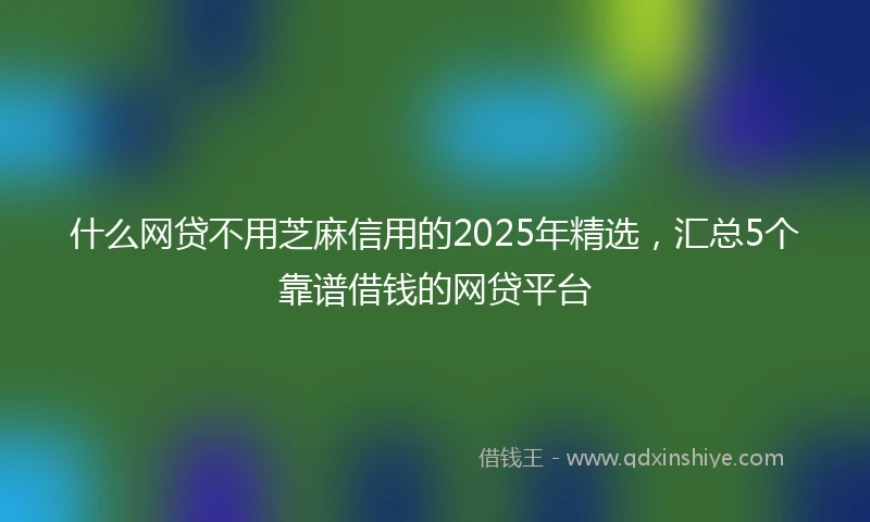 什么网贷不用芝麻信用的2025年精选，汇总5个靠谱借钱的网贷平台