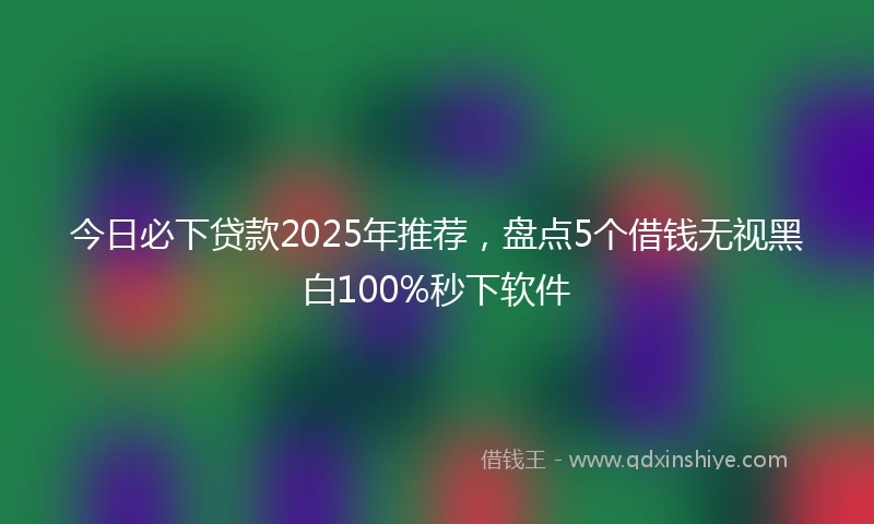 今日必下贷款2025年推荐，盘点5个借钱无视黑白100%秒下软件