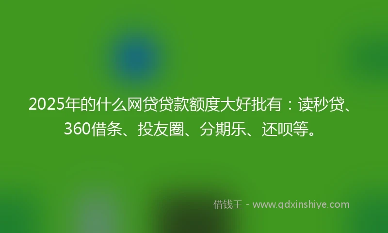 2025年的什么网贷贷款额度大好批有：读秒贷、360借条、投友圈、分期乐、还呗等。