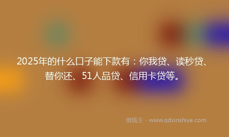2025年的什么口子能下款有：你我贷、读秒贷、替你还、51人品贷、信用卡贷等。
