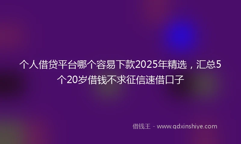 个人借贷平台哪个容易下款2025年精选，汇总5个20岁借钱不求征信速借口子