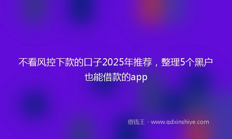 不看风控下款的口子2025年推荐，整理5个黑户也能借款的app