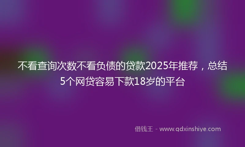 不看查询次数不看负债的贷款2025年推荐，总结5个网贷容易下款18岁的平台
