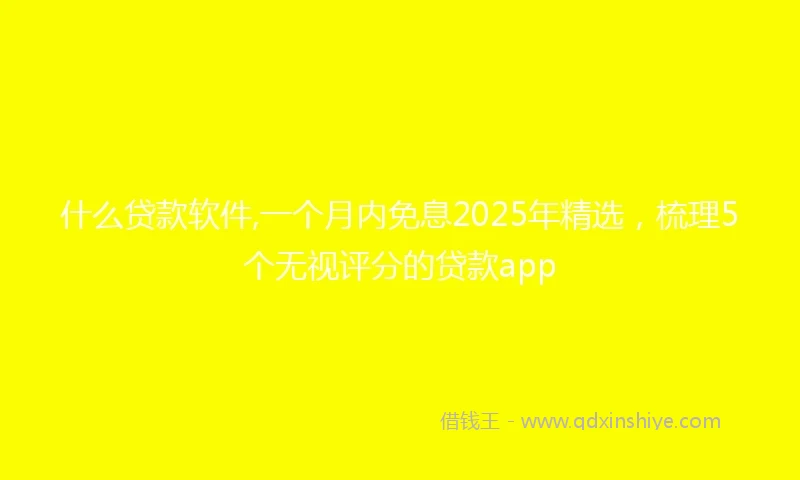 什么贷款软件,一个月内免息2025年精选，梳理5个无视评分的贷款app