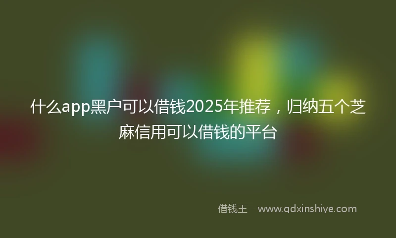 什么app黑户可以借钱2025年推荐，归纳五个芝麻信用可以借钱的平台