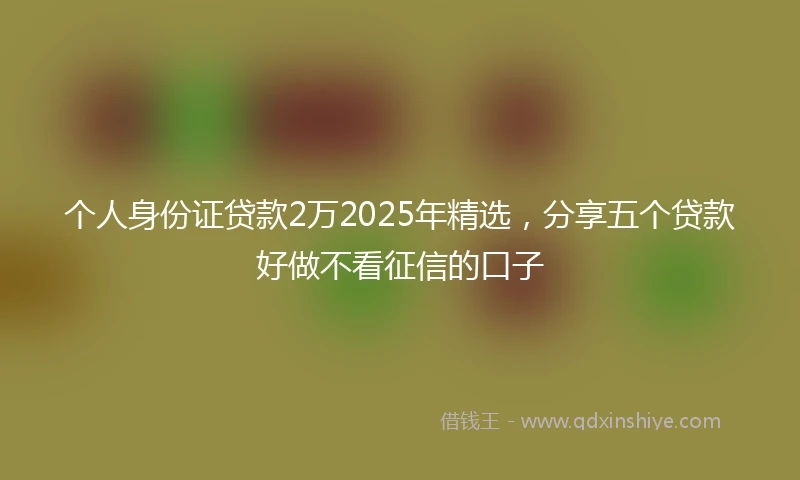 个人身份证贷款2万2025年精选，分享五个贷款好做不看征信的口子