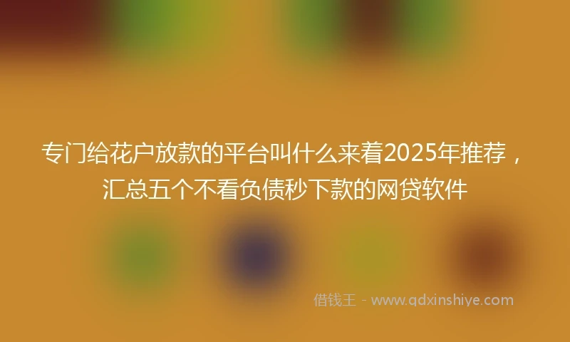 专门给花户放款的平台叫什么来着2025年推荐，汇总五个不看负债秒下款的网贷软件