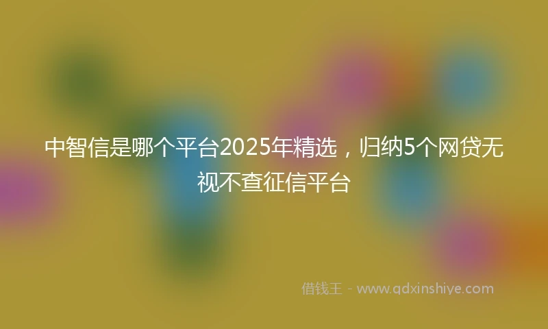 中智信是哪个平台2025年精选，归纳5个网贷无视不查征信平台