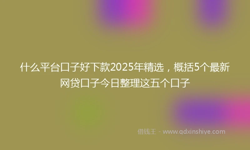 什么平台口子好下款2025年精选，概括5个最新网贷口子今日整理这五个口子