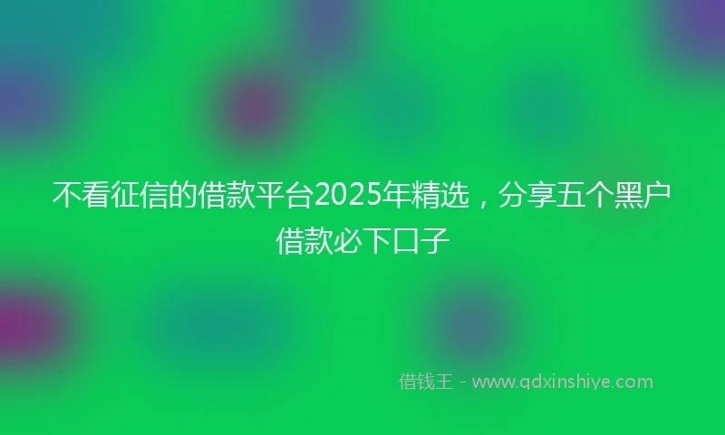 不看征信的借款平台2025年精选，分享五个黑户借款必下口子
