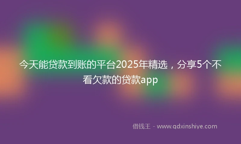 今天能贷款到账的平台2025年精选,分享5个不看欠款的贷款app