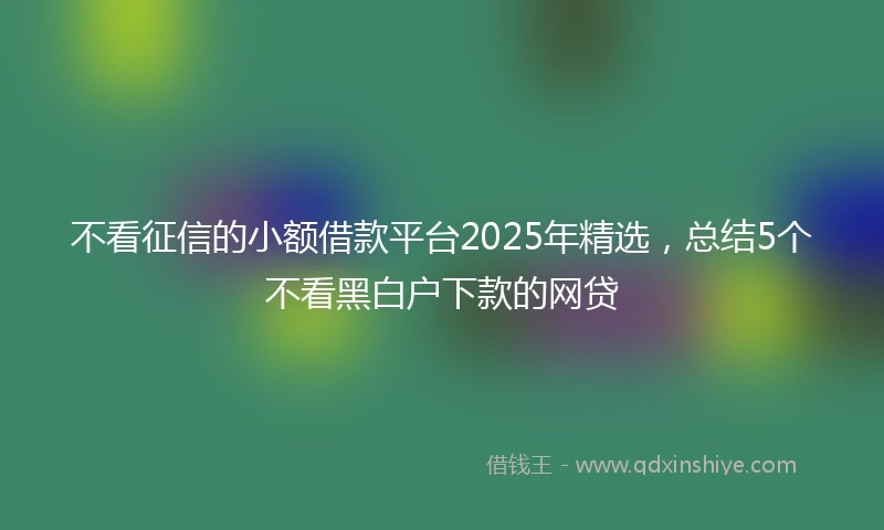 不看征信的小额借款平台2025年精选，总结5个不看黑白户下款的网贷
