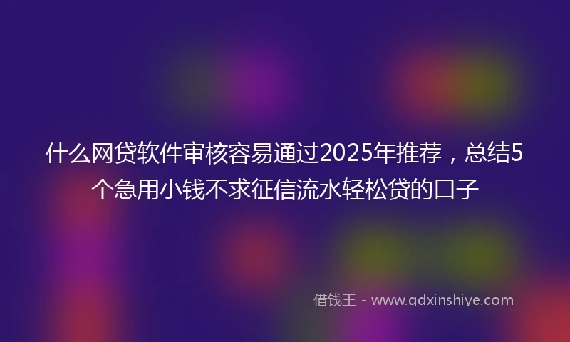 什么网贷软件审核容易通过2025年推荐，总结5个急用小钱不求征信流水轻松贷的口子