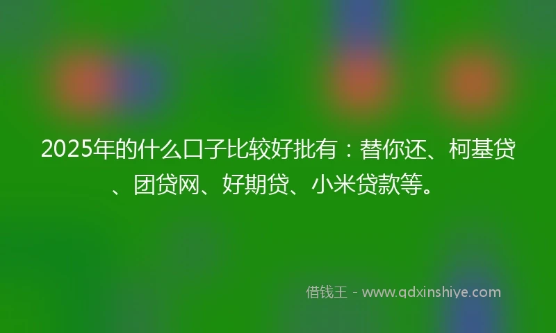 2025年的什么口子比较好批有：替你还、柯基贷、团贷网、好期贷、小米贷款等。