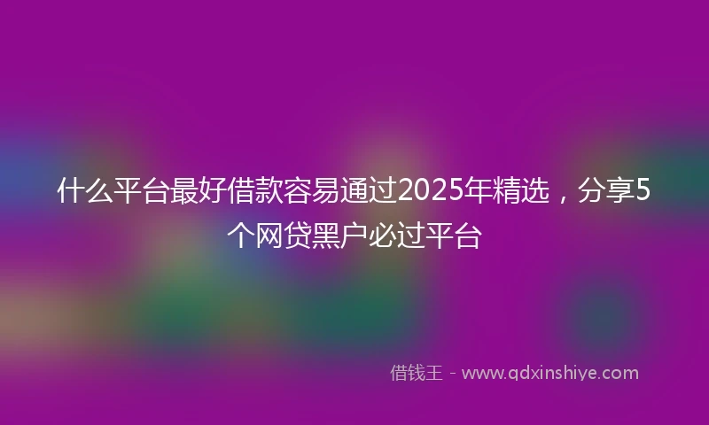 什么平台最好借款容易通过2025年精选，分享5个网贷黑户必过平台
