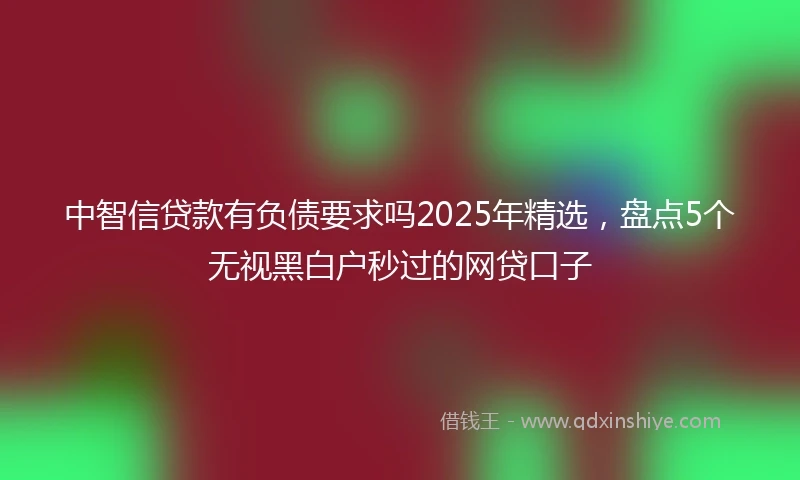 中智信贷款有负债要求吗2025年精选，盘点5个无视黑白户秒过的网贷口子