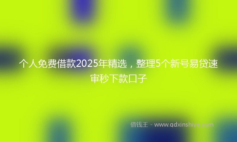 个人免费借款2025年精选，整理5个新号易贷速审秒下款口子