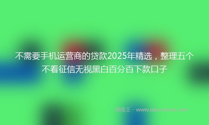 不需要手机运营商的贷款2025年精选，整理五个不看征信无视黑白百分百下款口子