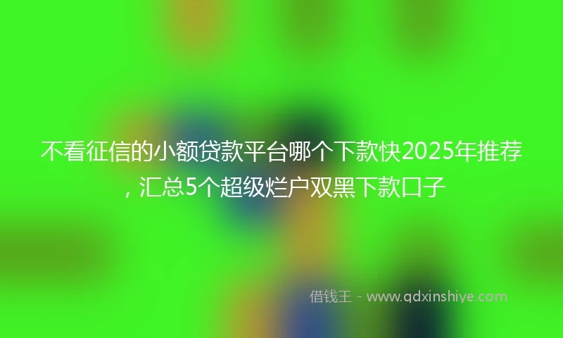 不看征信的小额贷款平台哪个下款快2025年推荐，汇总5个超级烂户双黑下款口子