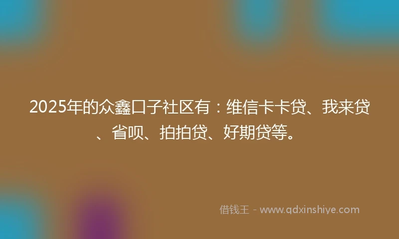 2025年的众鑫口子社区有：维信卡卡贷、我来贷、省呗、拍拍贷、好期贷等。
