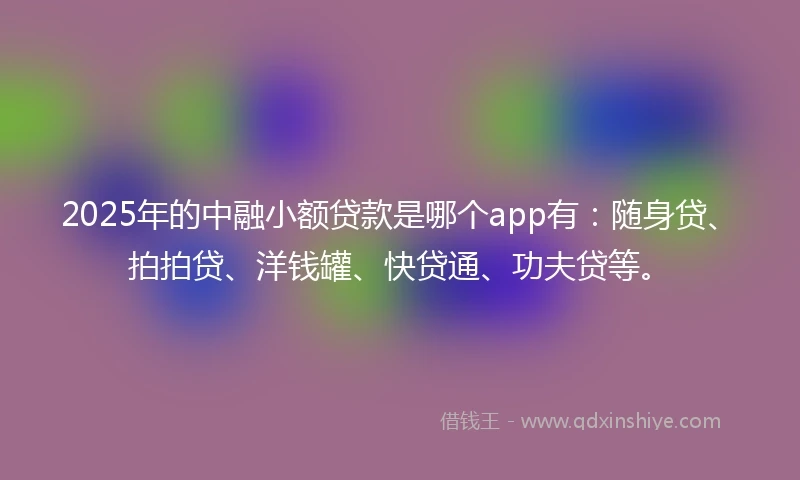 2025年的中融小额贷款是哪个app有：随身贷、拍拍贷、洋钱罐、快贷通、功夫贷等。