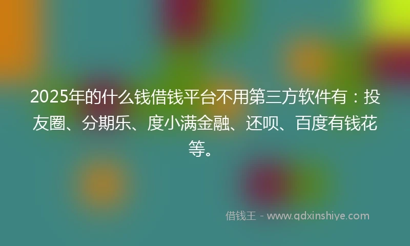 2025年的什么钱借钱平台不用第三方软件有：投友圈、分期乐、度小满金融、还呗、百度有钱花等。