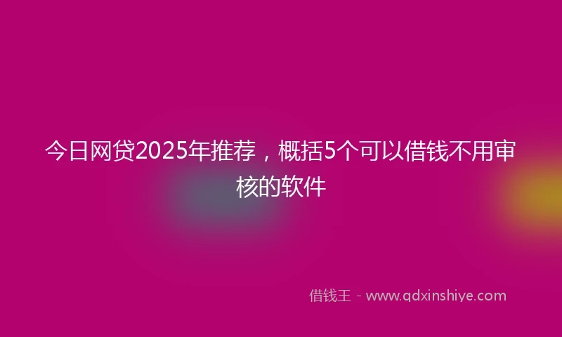 今日网贷2025年推荐，概括5个可以借钱不用审核的软件