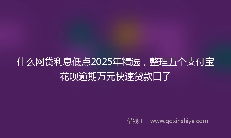 什么网贷利息低点2025年精选，整理五个支付宝花呗逾期万元快速贷款口子