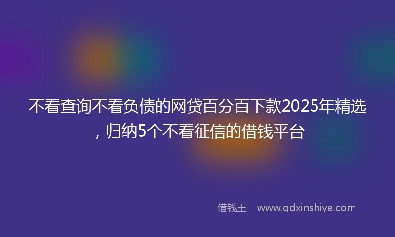 不看查询不看负债的网贷百分百下款2025年精选，归纳5个不看征信的借钱平台