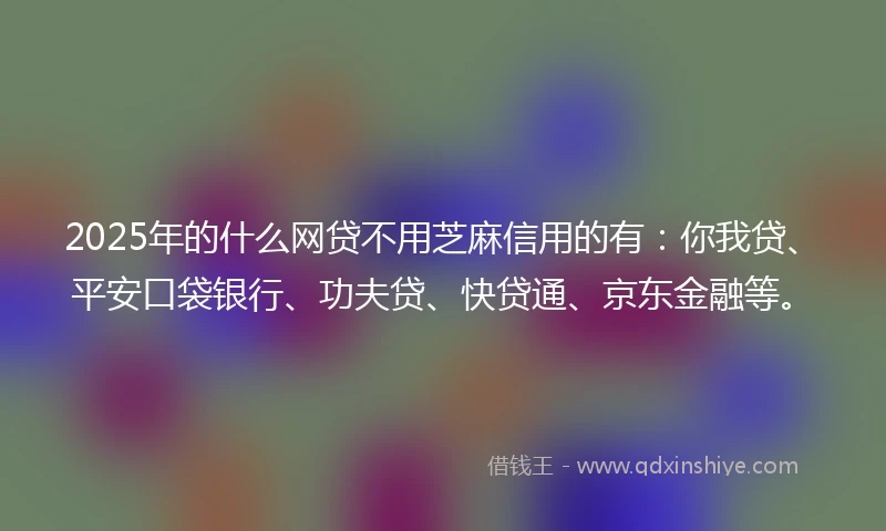 2025年的什么网贷不用芝麻信用的有：你我贷、平安口袋银行、功夫贷、快贷通、京东金融等。