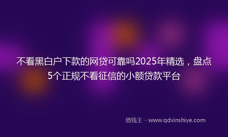 不看黑白户下款的网贷可靠吗2025年精选，盘点5个正规不看征信的小额贷款平台
