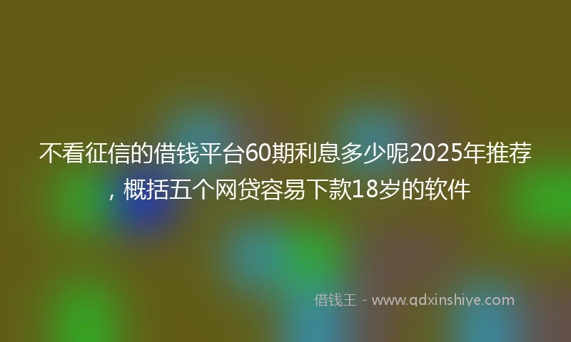 不看征信的借钱平台60期利息多少呢2025年推荐，概括五个网贷容易下款18岁的软件