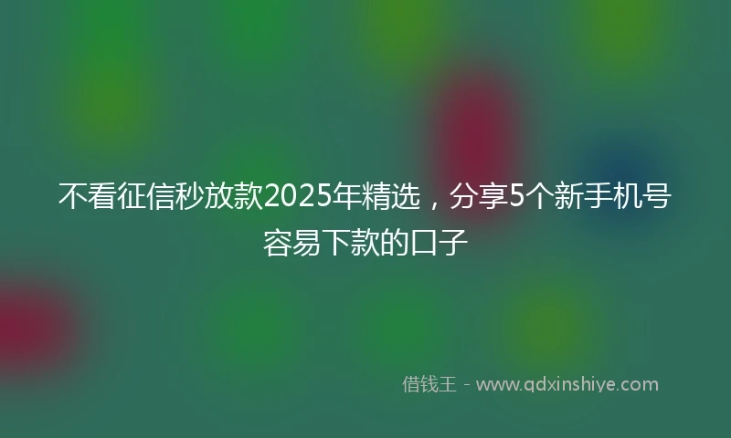 不看征信秒放款2025年精选，分享5个新手机号容易下款的口子