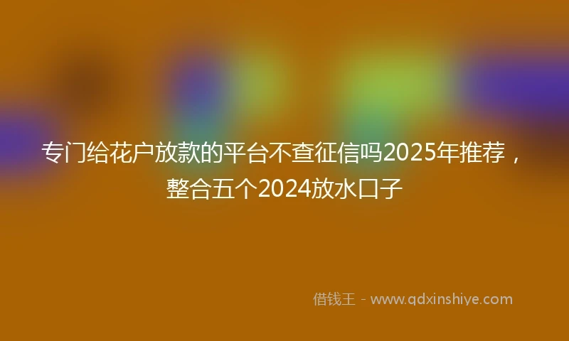 专门给花户放款的平台不查征信吗2025年推荐，整合五个2024放水口子