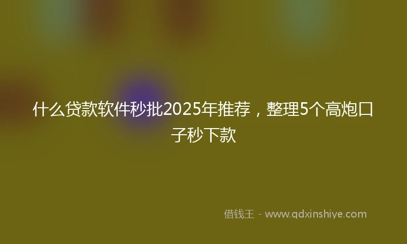 什么贷款软件秒批2025年推荐，整理5个高炮口子秒下款